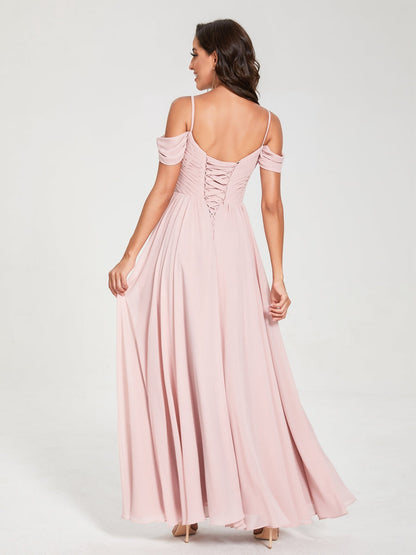 Princesa/Formato A Decote Em V Sem Mangas com Cauda/Arrastar Vestidos de Dama de Honra