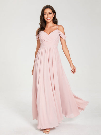 Princesa/Formato A Decote Em V Sem Mangas com Cauda/Arrastar Vestidos de Dama de Honra