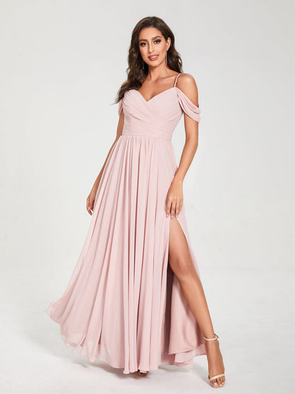 Princesa/Formato A Decote Em V Sem Mangas com Cauda/Arrastar Vestidos de Dama de Honra