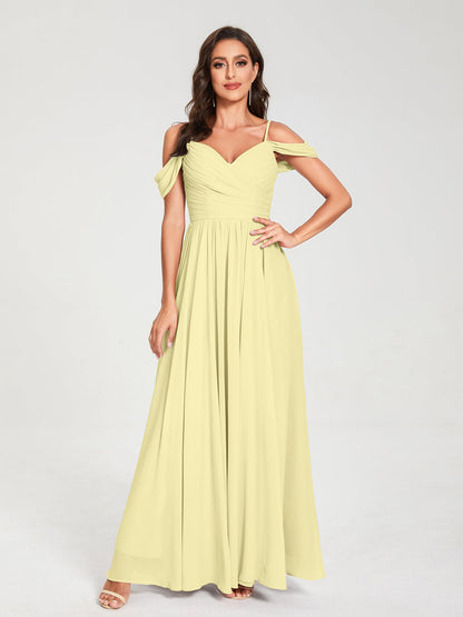 Princesa/Formato A Decote Em V Sem Mangas com Cauda/Arrastar Vestidos de Dama de Honra