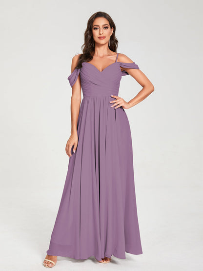 Princesa/Formato A Decote Em V Sem Mangas com Cauda/Arrastar Vestidos de Dama de Honra