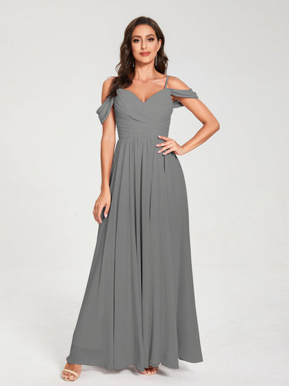 Princesa/Formato A Decote Em V Sem Mangas com Cauda/Arrastar Vestidos de Dama de Honra