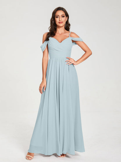 Princesa/Formato A Decote Em V Sem Mangas com Cauda/Arrastar Vestidos de Dama de Honra