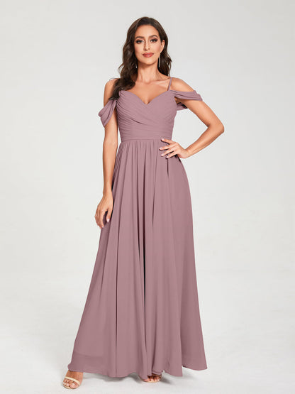 Princesa/Formato A Decote Em V Sem Mangas com Cauda/Arrastar Vestidos de Dama de Honra