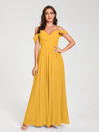 Princesa/Formato A Decote Em V Sem Mangas com Cauda/Arrastar Vestidos de Dama de Honra
