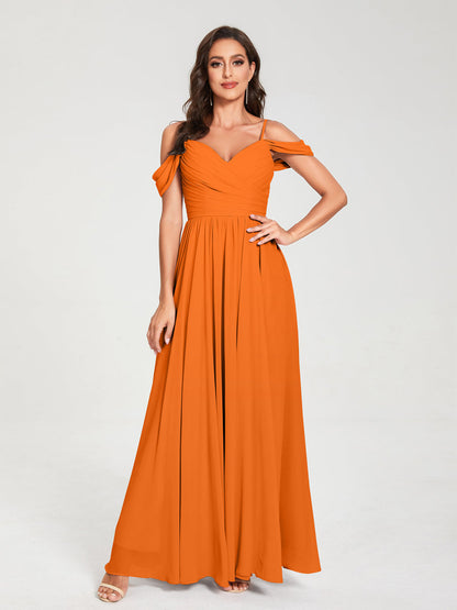 Princesa/Formato A Decote Em V Sem Mangas com Cauda/Arrastar Vestidos de Dama de Honra
