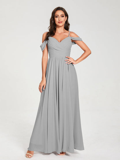 Princesa/Formato A Decote Em V Sem Mangas com Cauda/Arrastar Vestidos de Dama de Honra
