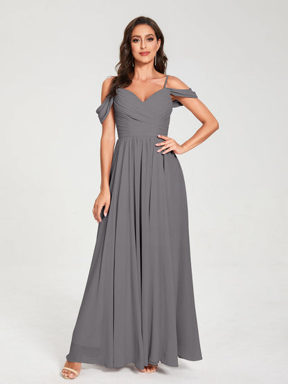 Princesa/Formato A Decote Em V Sem Mangas com Cauda/Arrastar Vestidos de Dama de Honra
