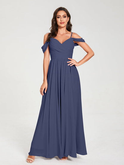 Princesa/Formato A Decote Em V Sem Mangas com Cauda/Arrastar Vestidos de Dama de Honra