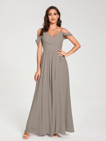 Princesa/Formato A Decote Em V Sem Mangas com Cauda/Arrastar Vestidos de Dama de Honra