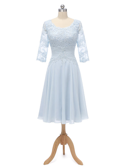 Princesa/Formato A Decote Em V Meia Manga Chiffon com Pregas Appliques Vestidos de Dama de Honra