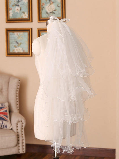 Lindo Tule de 4 Camadas com Laço e Véus de Casamento