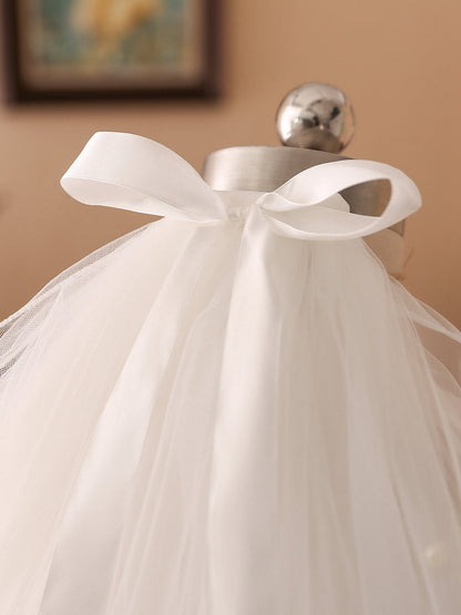 Lindo Tule de 4 Camadas com Laço e Véus de Casamento
