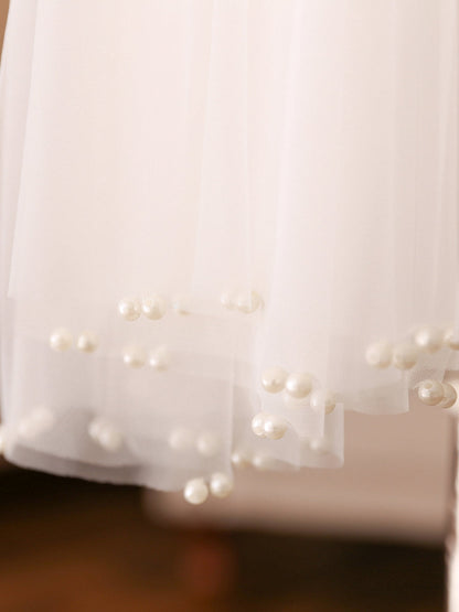 Tule Gracioso com Véus de Casamento com Miçangas
