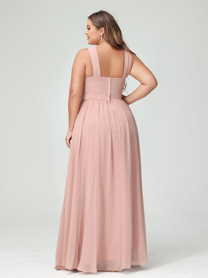 Vestidos de Dama de Honra Em Chiffon Sem Mangas A-Line / Princess Criss Cross com Faixa