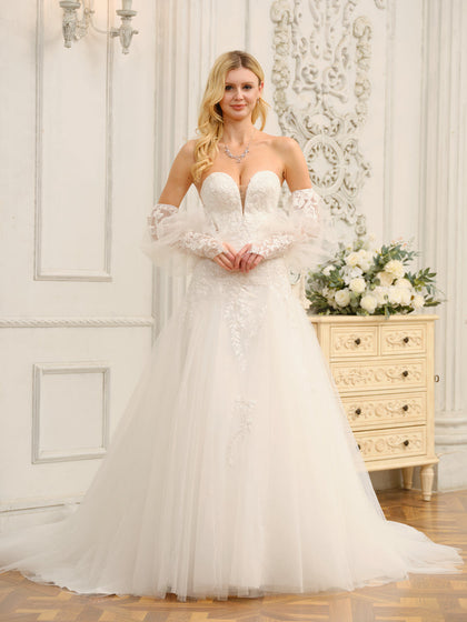 Corte A/Princesa Querida Vestidos de Noiva Longos com Apliques